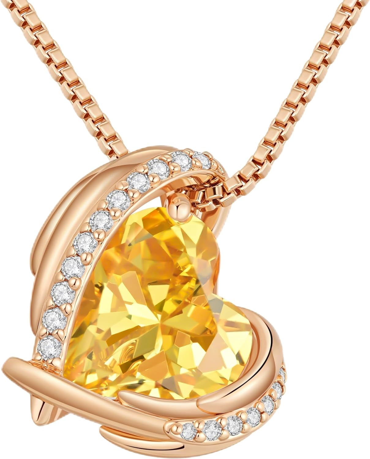 Stunning Love Heart Pendant Necklace for Women - Perfect Christmas Gift with Birthstone Accents in Silver and Rose Gold