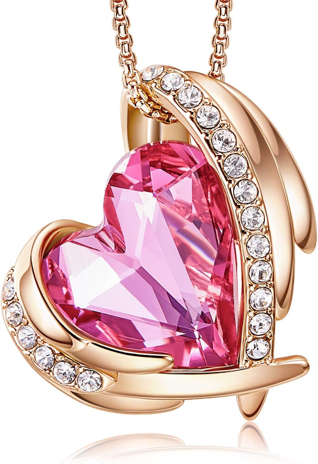 Stunning Love Heart Pendant Necklace for Women - Perfect Christmas Gift with Birthstone Accents in Silver and Rose Gold