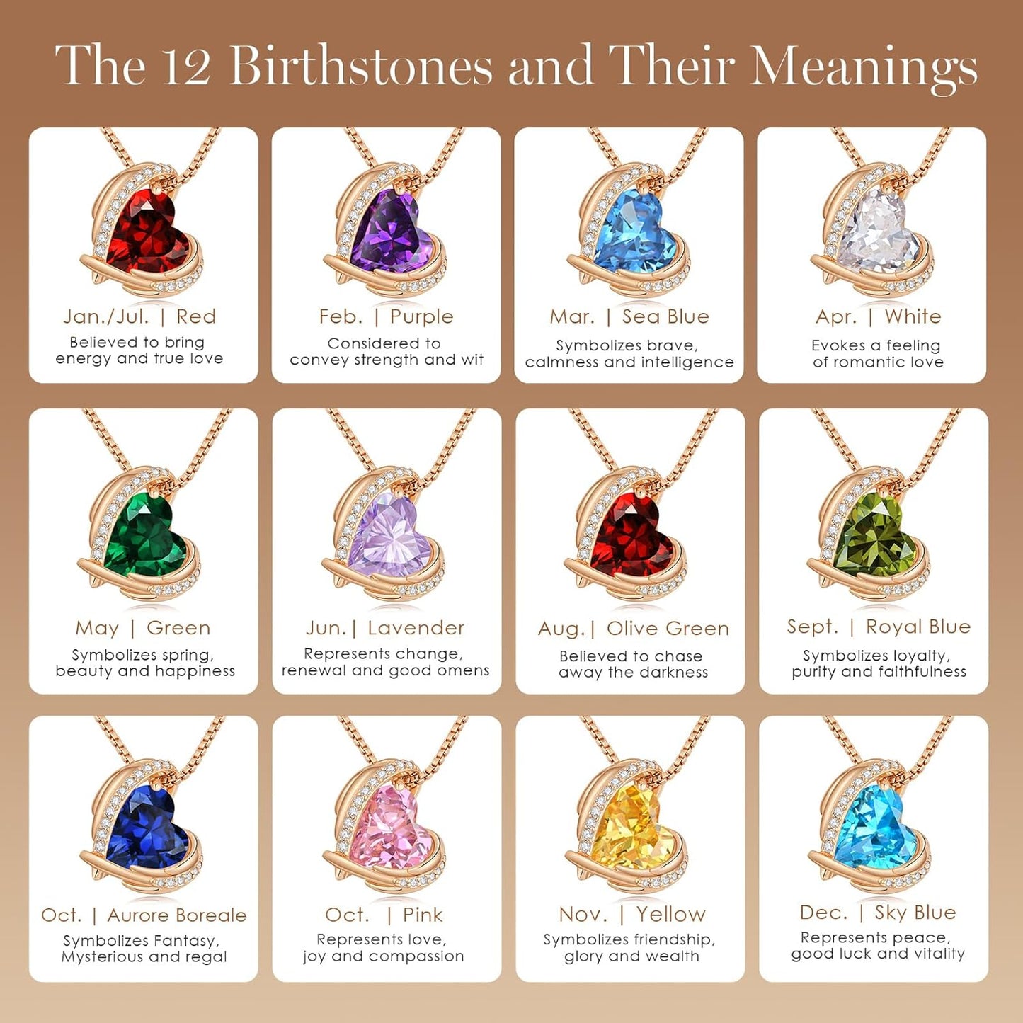 Stunning Love Heart Pendant Necklace for Women - Perfect Christmas Gift with Birthstone Accents in Silver and Rose Gold