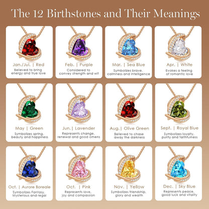 Stunning Love Heart Pendant Necklace for Women - Perfect Christmas Gift with Birthstone Accents in Silver and Rose Gold